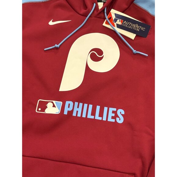 Nike Men's Philadelphia Phillies Maroon Therma Authentic Collection Hoodie Large - Picture 5 of 9